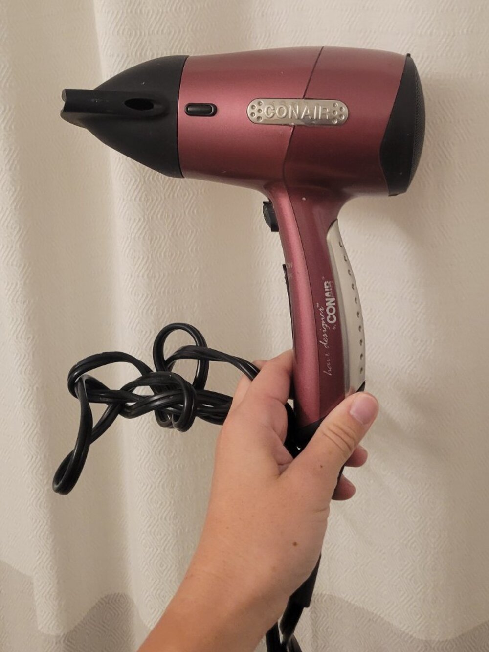 Conair Tourmaline Ceramic Hair Dryer / Blow Dryer - Metallic Pink/Burgundy